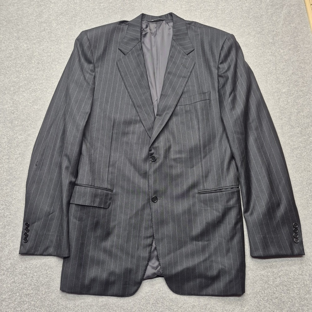 Canali Pinstripe Suit Jacket Mens 56 IT 44 US Charcoal Gray 3 Button Pure Wool